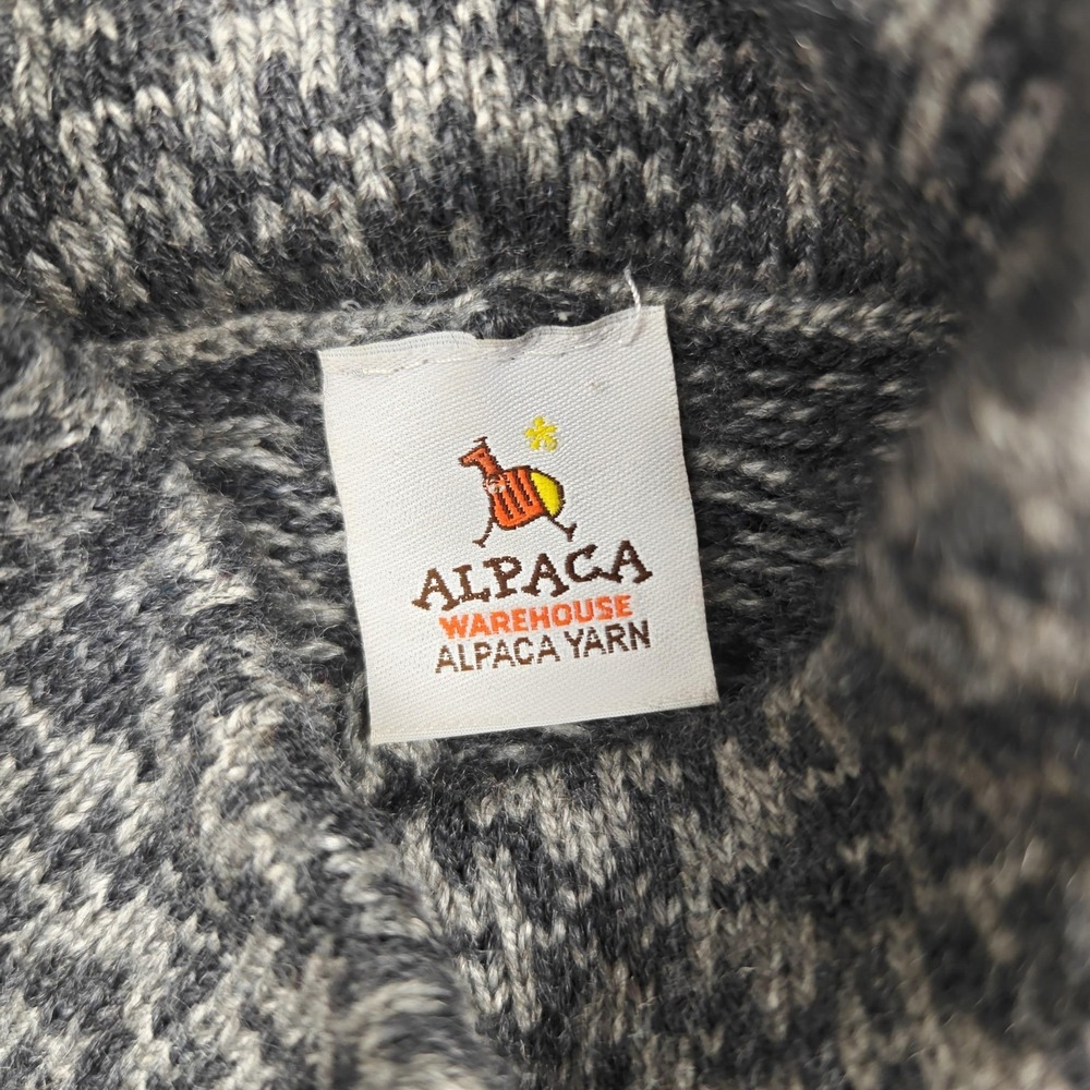 Alpaca Warehouse Poncho Womens Medium Gray Alpaca Knit Button Collared Geometric - Picture 8 of 15